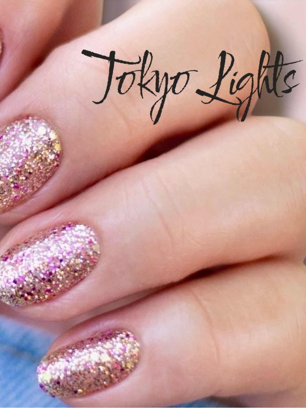 Color Street Rare Retired Tokyo Lights Nail Strips Pink & Gold Sparkle